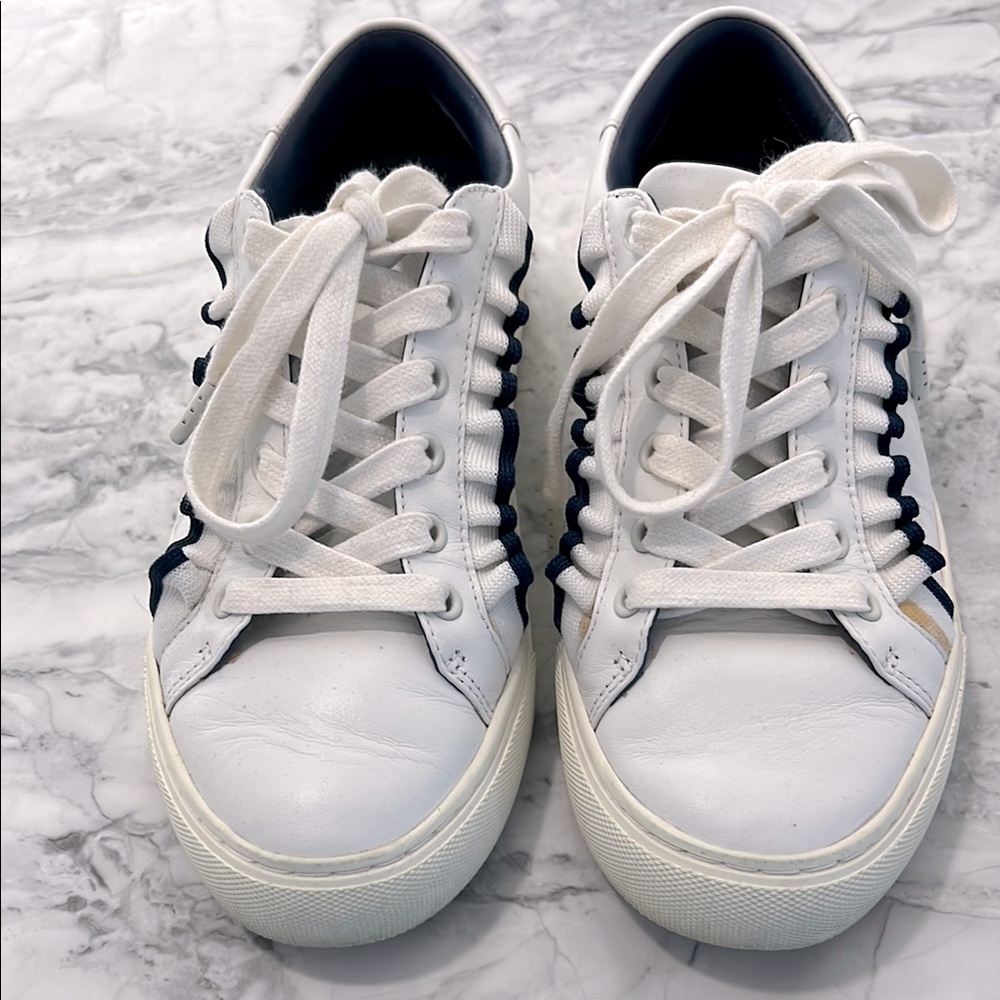 Tory Burch White and Blue Sneakers Casual Style